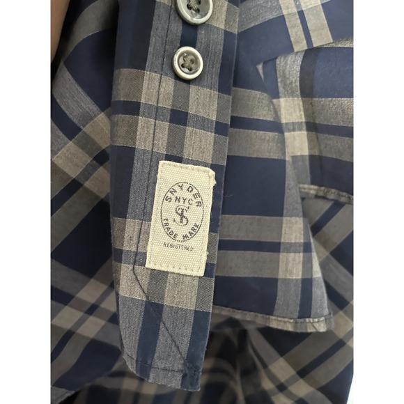 Todd Snyder Shirt Mens 15.5 Blue Gray Plaid Long Sleeve Button Up Melange Yarn - Picture 6 of 9